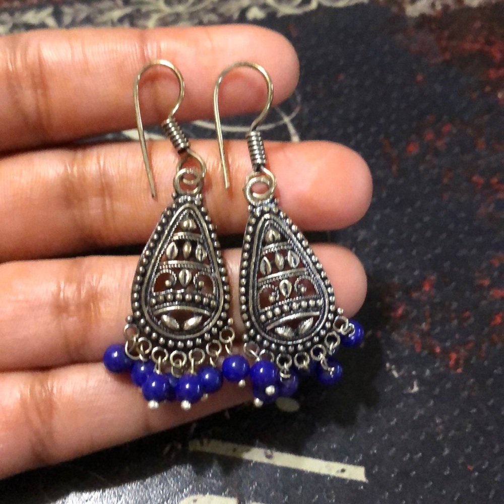 Indian oxidized silver earrings